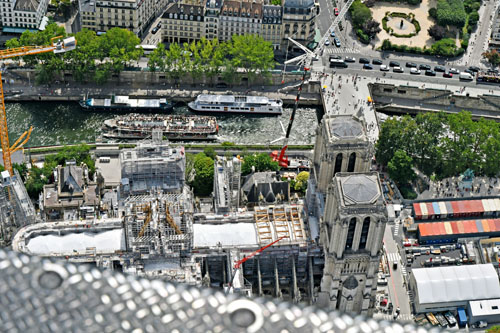 Photo aérienne Notre-Dame de Paris juillet 2023