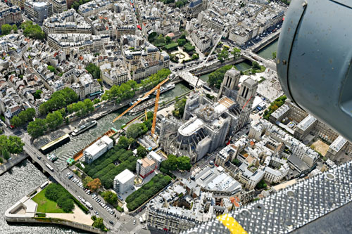 Photo aérienne Notre-Dame de Paris juillet 2023