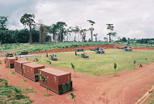 Base ALAT à Duékoué dans l'ouest de la Côte d'Ivoire, près de la frontière avec le Libéria