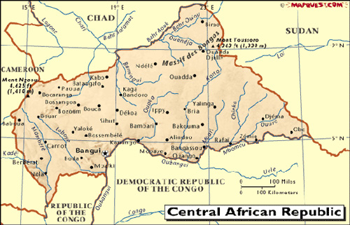 Carte de la République Centraficaine