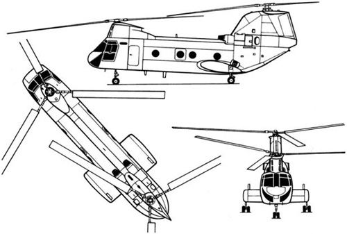 Schéma 3D du CH46 Seaknight 