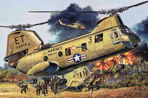 Hélicoptère CH46 Seaknight des US Marines au Vietnam