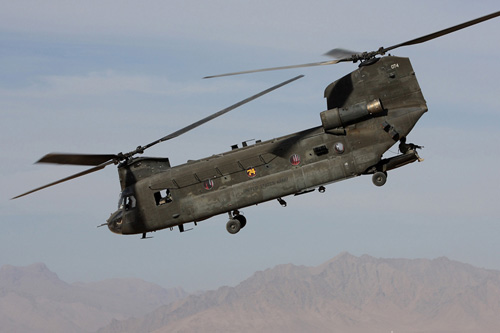 Hélicoptère CH47 Chinook de l'US Army en Afghanistan