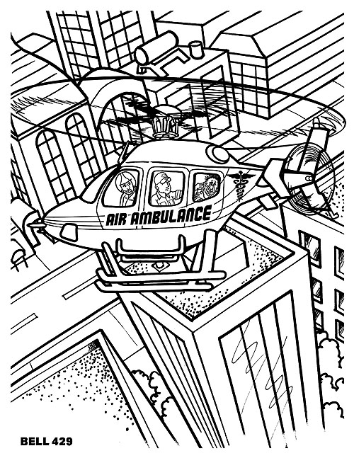 Coloriage d'helicoptere pour les enfants