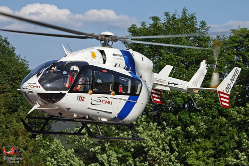 Hélicoptère EC145 OO-NBH de CMH, opéré par NHV, basé à Bra-sur-Lienne, Belgique