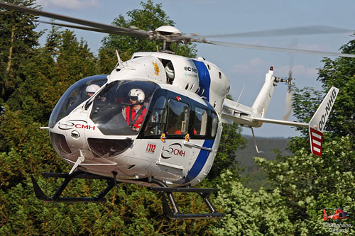 Hélicoptère EC145 OO-NBH de CMH, opéré par NHV, basé à Bra-sur-Lienne, Belgique