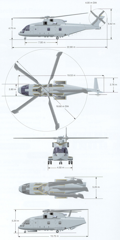 Schémas de l'AW101 enversion de lutte anti-sous-marins