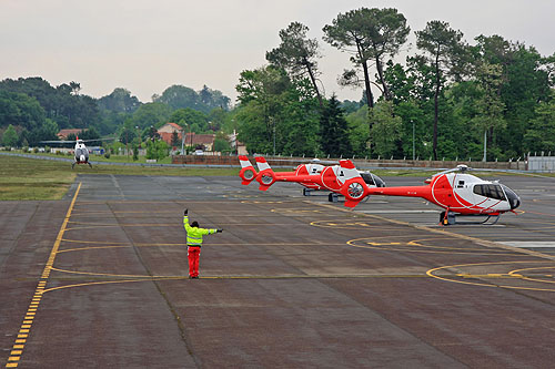 Les hélicoptères EC120 sur le tarmac