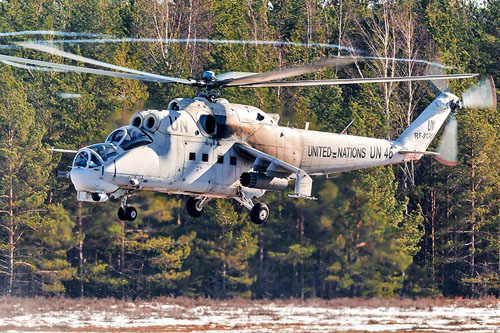 Hélicoptère MI24 Hind F de l'Armée russe - UN Sierra Leone