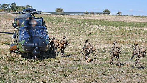 Embarquement d'une section de combat du 3e RPIMa  à bord d'un NH90 de l'Armée de Terre française (ALAT)