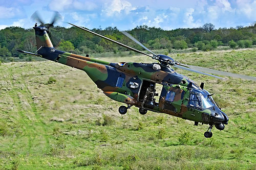 Décollage de l'hélicoptère NH90 Caïman de l'Armée de Terre française