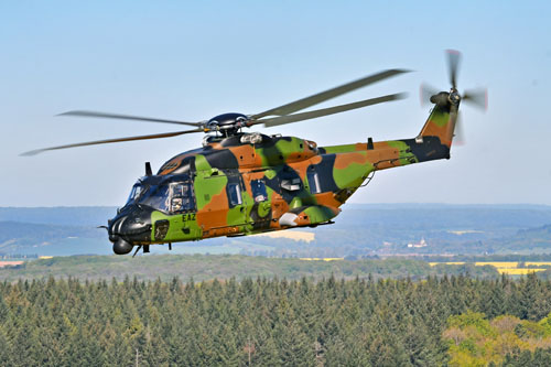 NH90 Caïman en évolution au-dessus de l’est de la France, dans l’environnement de la phase finale d’Orion 2026