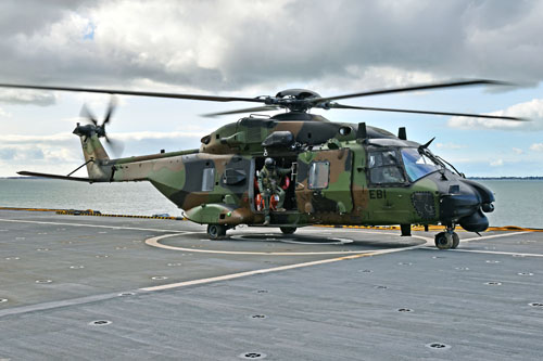 Hélicoptère NH90 EBI prêt au décollage