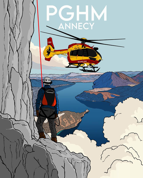 Hélicoptère H145 de la Sécurité Civile avec le PGHM 74 d'Annecy