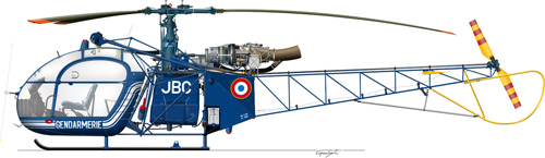 Hélicoptère SA318C Alouette II Astazou de la Gendarmerie