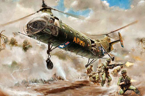 Hélicoptère H21C Shawnee Flying Banana  de l'US Army, Guerre du Vietnam