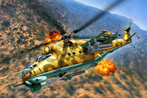 Hélicoptère d'attaque MI24 Hind russe