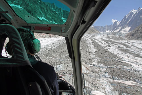 Survol du glacier d'Argentière