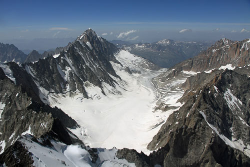 L'aiguille verte (à gauche) et le glacier d'Argentière