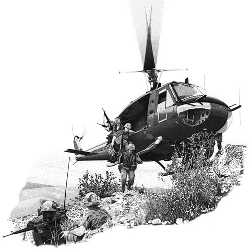 Hélicoptère UH1 Huey US Army au Vietnam