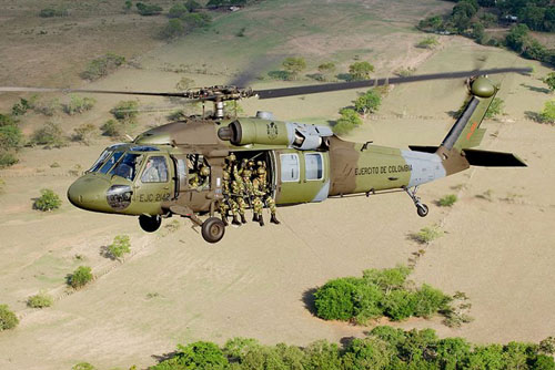 Hélicoptère UH60 Blackhawk de l'Armée de Terre colombienne