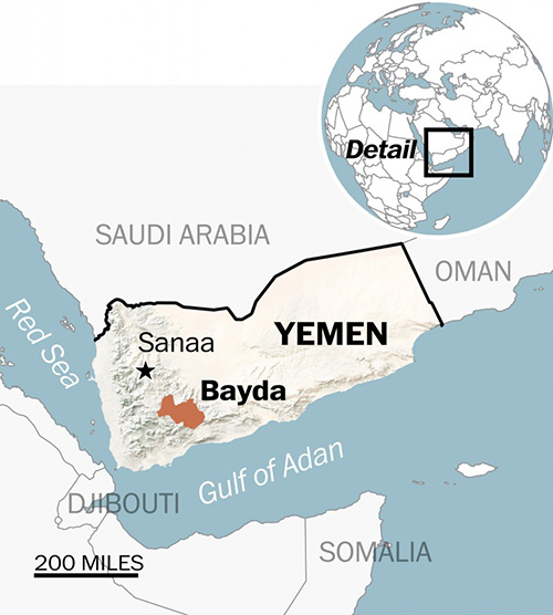 Localisation du raid américain au Yemen