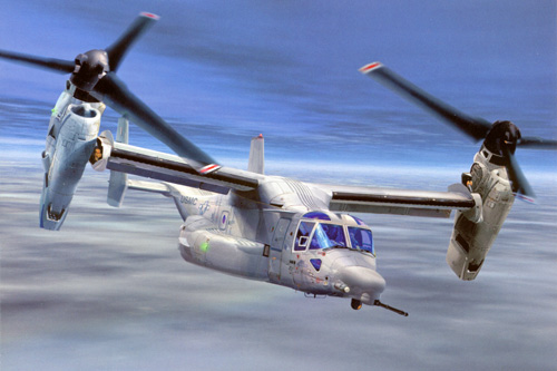 Canon à l'avant sur MV22 Osprey