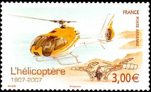 Timbre Poste L'helicoptere 1907-2007