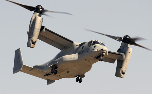 Hélicoptère à rotors basculants V22 Osprey des US Marines