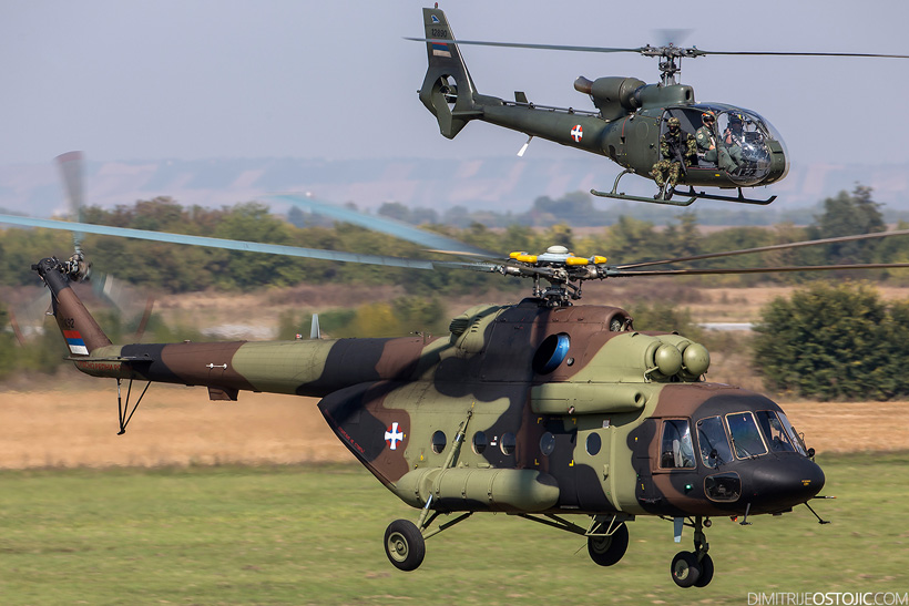 Hélicoptères MI17 et SA342 Gazelle Serbie