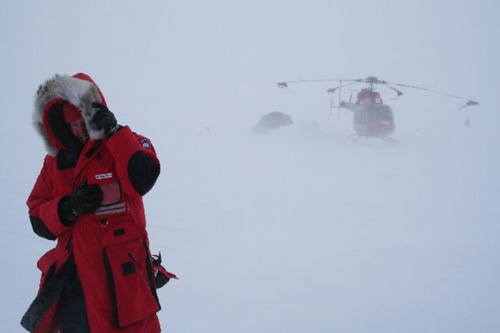 Un helicoptere au Pole Sud