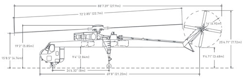 Dimensions du CH-54 Skycrane