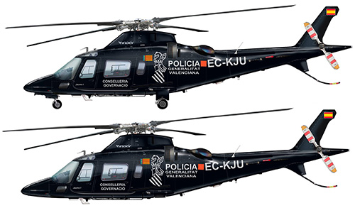 Hélicoptère AW109 EC-KJU de la Police de Valence en Espagne