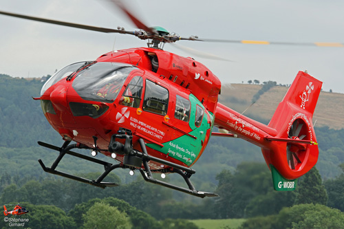 Hélicoptère H145 G-WOBR de Wales Air Ambulance Charity, Welshpool, UK