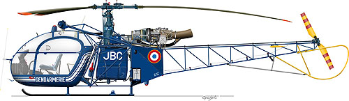 Hélicoptère Alouette II Gendarmerie France