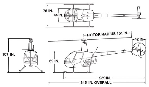 Plan hélicoptère Robinson R22