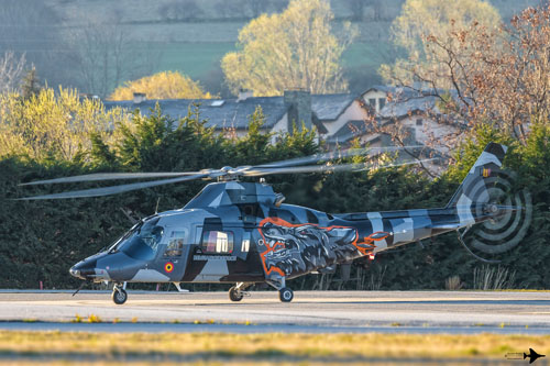 Hélicoptère A109 en camouflage Razzle Blades du Display Teams 2021 de l'Armée de l'Air belge