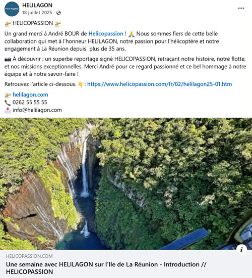 Publication Helilagon suite au reportage Helicopassion en 2025