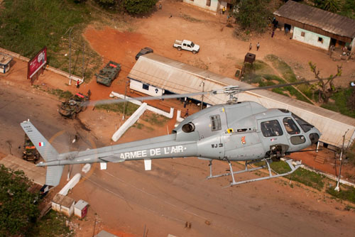 Hélicoptère AS555 Fennec de l'Armée de l'Air engagé en République Centraficaine dans le cadre de l'Opération Sangaris