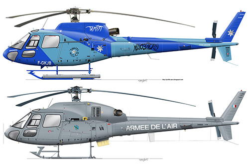 Hélicoptères monoturbine AS350 B2 Ecureuil/H125 & biturbines AS355 N Ecureuil/AS550 Fennec