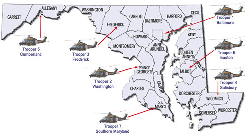 Maryland State Police map