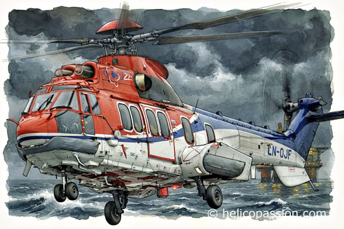 L'EC225 LN-OJF de CHC quitte la plateforme Gullfaks pour revenir vers Bergen