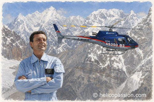 Le 14 mai 2005, Didier Delsalle se pose au sommet de l’Everest aux commandes d’un Écureuil AS350 B3