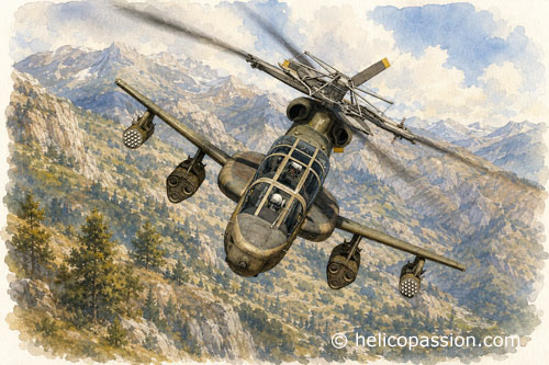 AH-56 Cheyenne en configuration mixte missiles TOW et roquettes FFAR