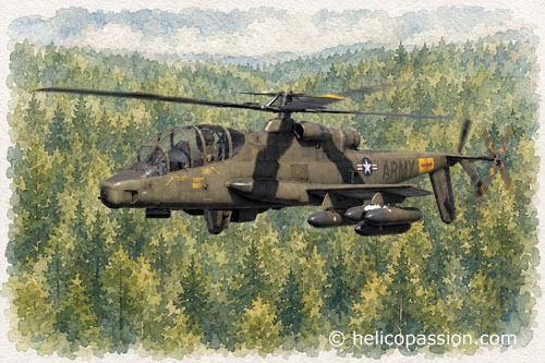 Le Cheyenne dans une configuration d’emport maximale en roquettes : huit paniers de 19 roquettes FFAR de 70 mm (2,75 in), soit jusqu’à 152 roquettes au total