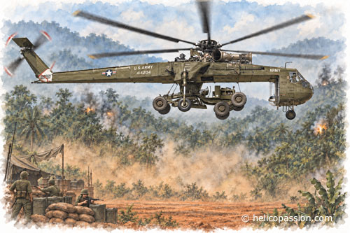 Le 19 avril 1968, un CH-54A Skycrane transportant un bulldozer vers la Landing Zone Tiger, dans la vallée d'A Shau, est abattu par un tir ennemi. Les quatre membres d'équipage périssent dans l'accident. 