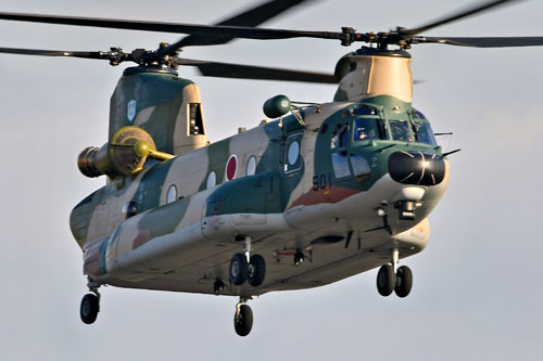 CH-47J Chinook de la JASDF en vol à Iruma, Japon