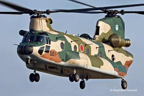 CH-47J Chinook de la JASDF en vol à Iruma, Japon