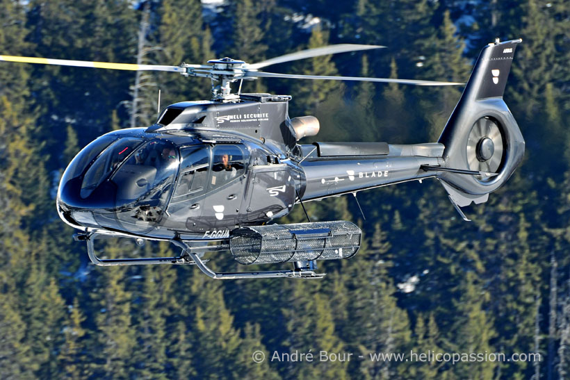 H130 helicopter in French Alps