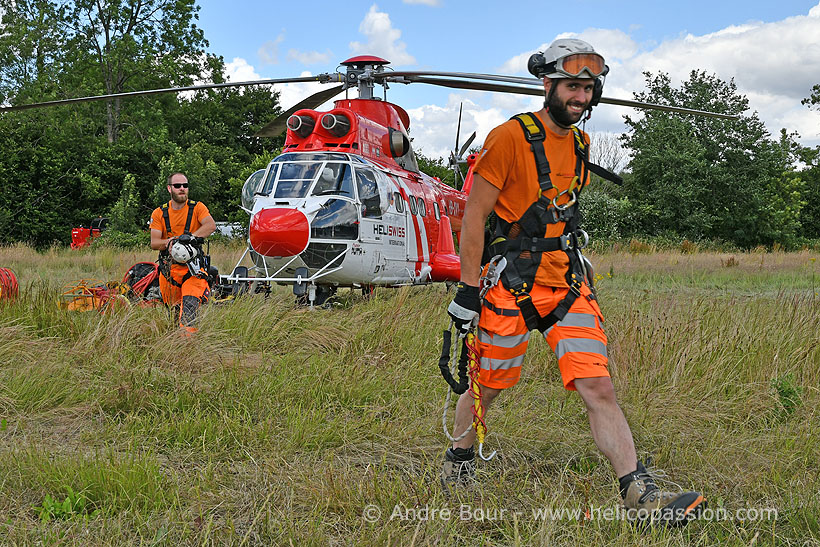 Heliswiss KA32 helicopter at work